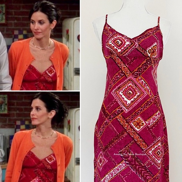 NWT Exceptionally Rare 90s Vintage Silk Slip Dress ASO Monica Geller in Friends - Picture 5 of 12